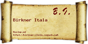 Birkner Itala névjegykártya